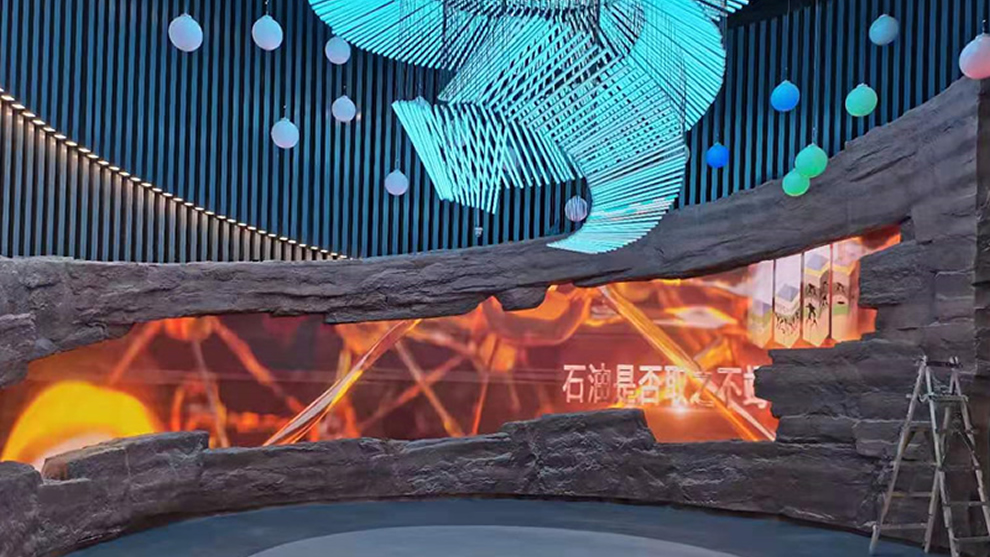 ?山東東營勝利油田博物館發展史廳異形屏