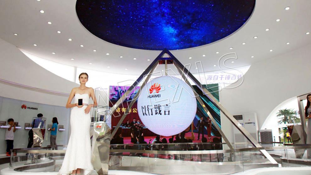 華為天圓地方裝置（上海旗忠網球館）P4MM直徑2.2米LED球形屏